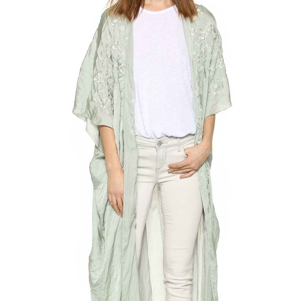 Free People Embroidered Maxi Kimono